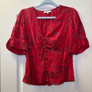 Madewell Red Floral Blouse